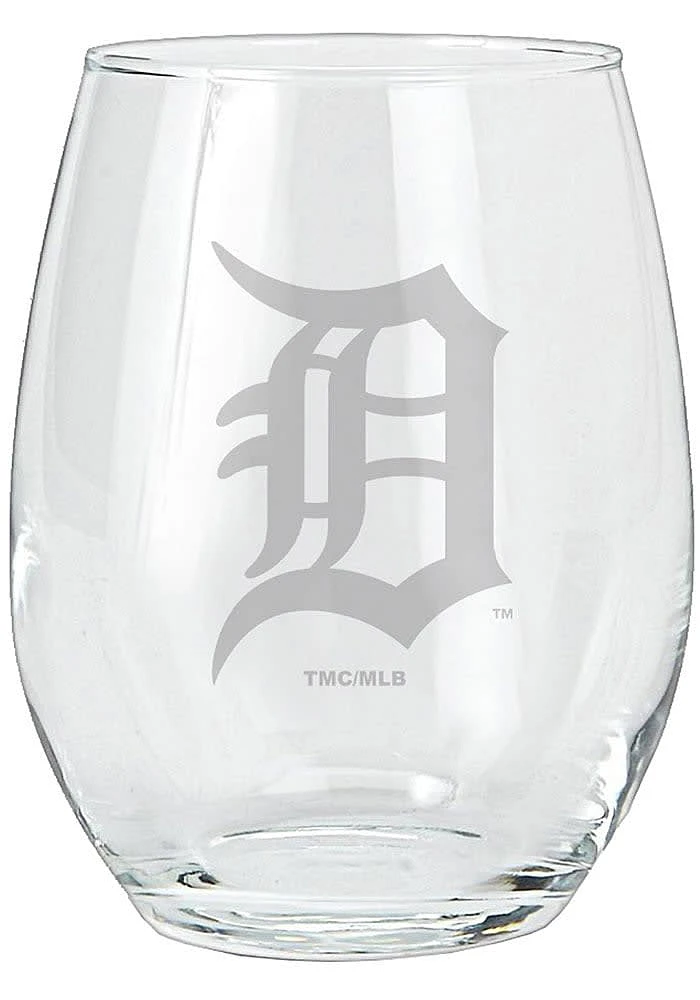 Detroit Tigers 15oz Etched Stemless Wine Glass - Blue