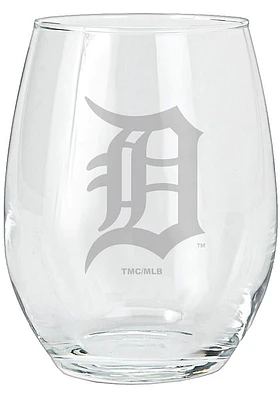 Detroit Tigers 15oz Etched Stemless Wine Glass - Blue