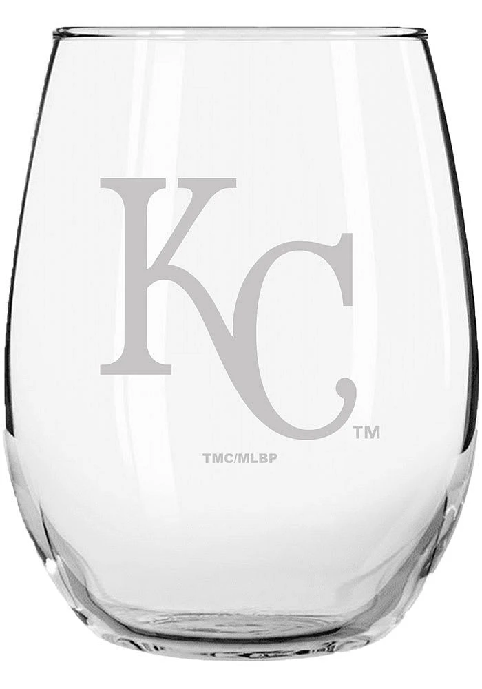 Kansas City Royals 15oz Etched Stemless Wine Glass - Blue