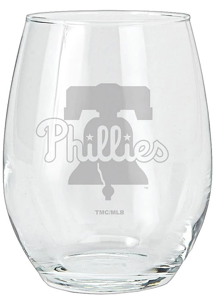 Philadelphia Phillies 15oz Etched Stemless Wine Glass - Blue