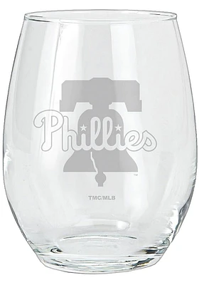 Philadelphia Phillies 15oz Etched Stemless Wine Glass - Blue