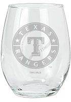 Texas Rangers 15oz Etched Stemless Wine Glass - Red