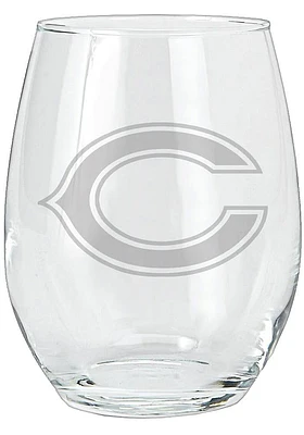 Chicago Bears 15oz Etched Stemless Wine Glass - Blue