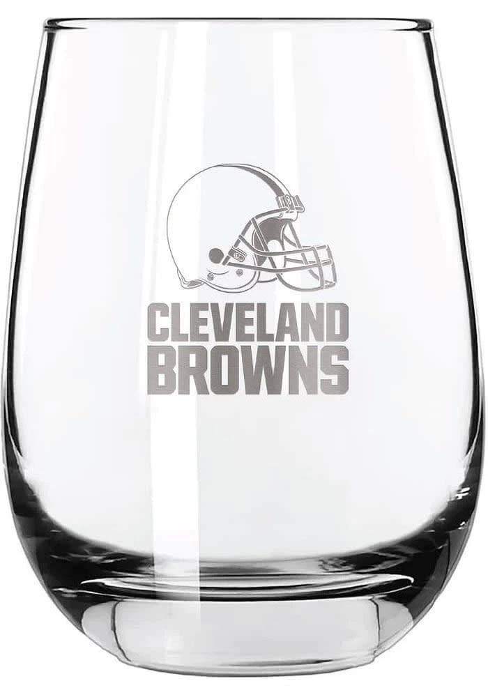 Cleveland Browns 15oz Etched Stemless Wine Glass - Brown