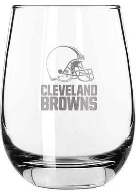 Cleveland Browns 15oz Etched Stemless Wine Glass - Brown