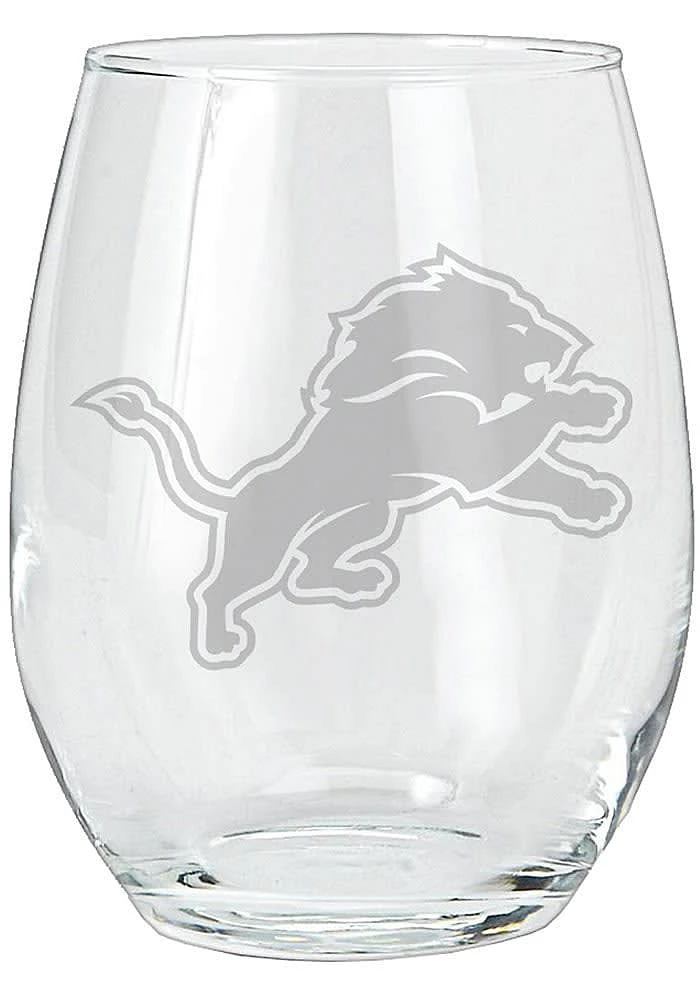 Detroit Lions 15oz Etched Stemless Wine Glass - Blue