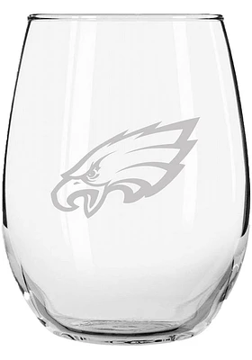 Philadelphia Eagles 15oz Etched Stemless Wine Glass - White