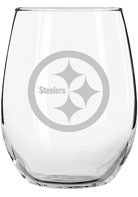 Pittsburgh Steelers 15oz Etched Stemless Wine Glass - Black