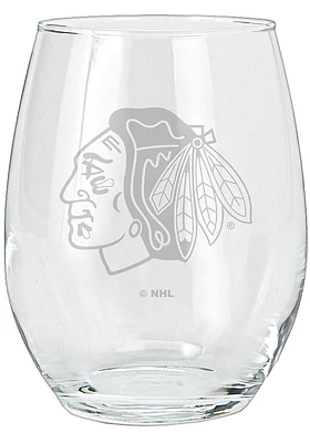 Chicago Blackhawks 15oz Etched Stemless Wine Glass