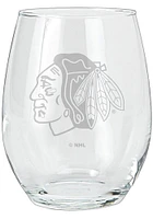 Chicago Blackhawks 15oz Etched Stemless Wine Glass