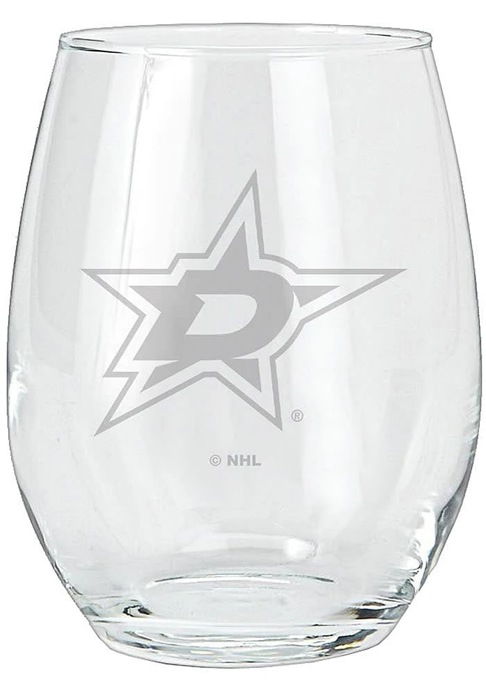 Dallas Stars 15oz Etched Stemless Wine Glass