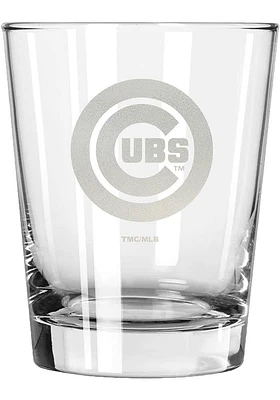 Chicago Cubs 15oz Etched Rock Glass - Blue
