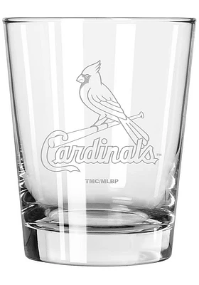 St Louis Cardinals 15oz Etched Rock Glass - Red