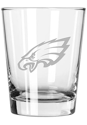 Philadelphia Eagles 15oz Etched Rock Glass - White