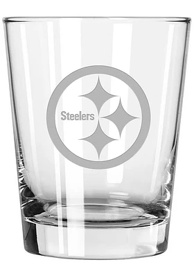 Pittsburgh Steelers 15oz Etched Rock Glass - Black