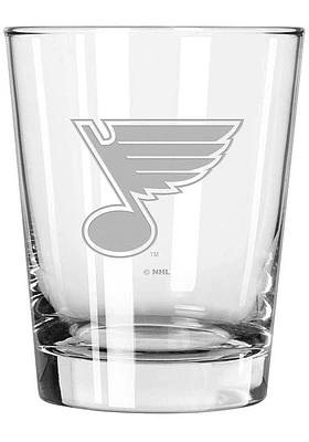 St Louis Blues 15oz Etched Rock Glass