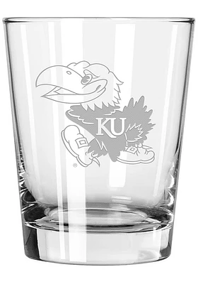 Kansas Jayhawks 15oz Etched Rock Glass - White