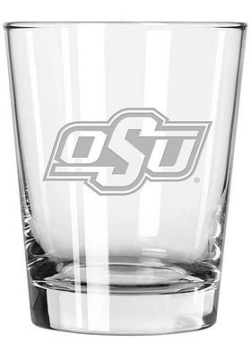 Oklahoma State Cowboys 15oz Etched Rock Glass - White
