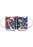 Kansas Jayhawks 15 OZ Tie Dye Ceramic Mug - White