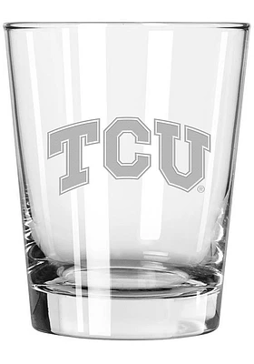TCU Horned Frogs 15oz Etched Rock Glass - White