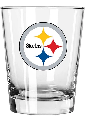 Pittsburgh Steelers 15oz Full Color Logo Rock Glass - White