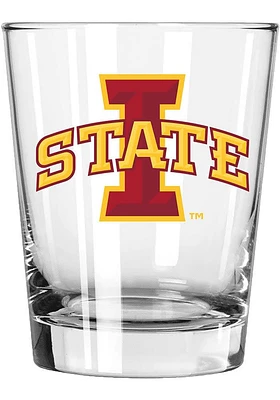 Iowa State Cyclones 15oz Full Color Logo Rock Glass - White