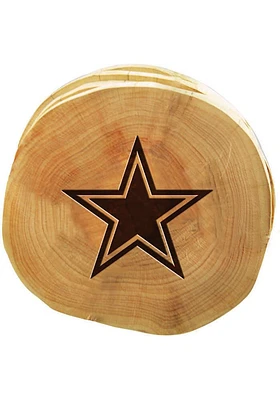 Dallas Cowboys Round Wood Cut Coaster - Tan