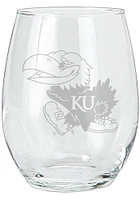 Kansas Jayhawks 15oz Etched Stemless Wine Glass - White
