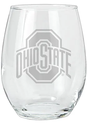 Ohio State Buckeyes 15oz Etched Stemless Wine Glass - White