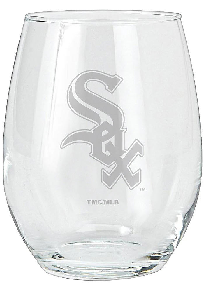 Chicago White Sox 15oz Etched Stemless Wine Glass - White