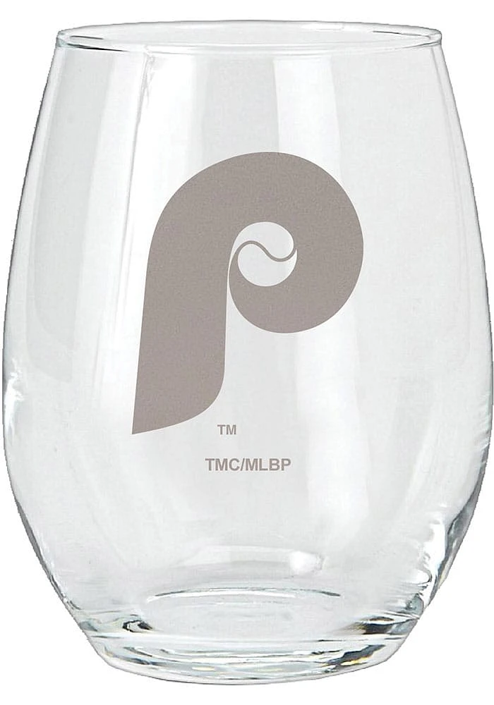Philadelphia Phillies 15oz Cooperstown Etched P Logo Stemless Wine Glass - White