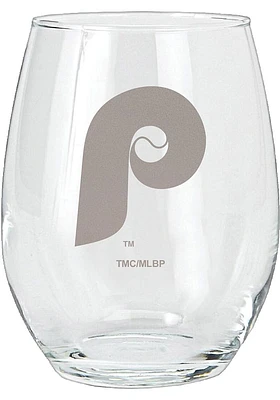 Philadelphia Phillies 15oz Cooperstown Etched P Logo Stemless Wine Glass - White