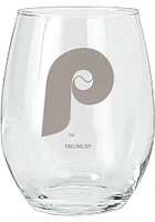 Philadelphia Phillies 15oz Cooperstown Etched P Logo Stemless Wine Glass - White