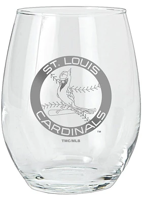 St Louis Cardinals 15oz Retro Bird Logo Stemless Wine Glass - White