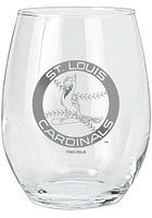 St Louis Cardinals 15oz Retro Bird Logo Stemless Wine Glass - White