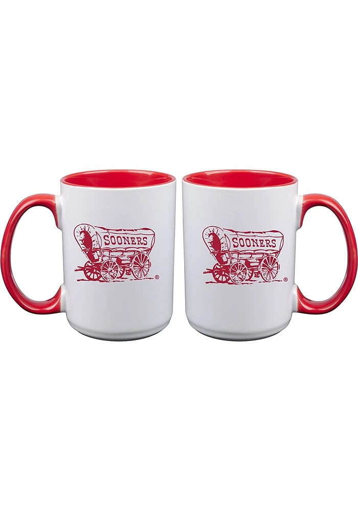 Oklahoma Sooners 15oz Sooner Wagon Logo Ceramic Mug - Crimson