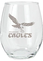 Philadelphia Eagles 15oz Retro Bird Etched Logo Stemless Wine Glass - White