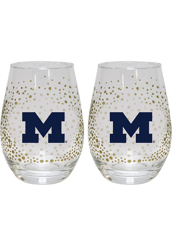 Michigan Wolverines 2-Pack Stemless Wine Glass -