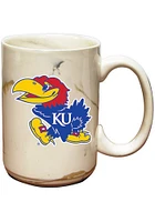 Kansas Jayhawks Marble Ceramic Mug - White