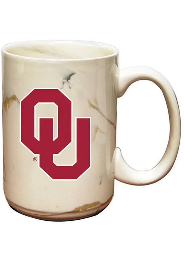 Oklahoma Sooners Marble Ceramic Mug - White