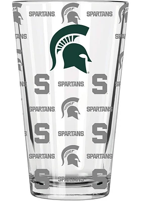 Michigan State Spartans Sandblasted Pint Glass - White