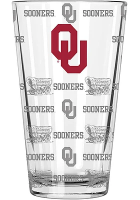 Oklahoma Sooners Sandblasted Pint Glass - Red
