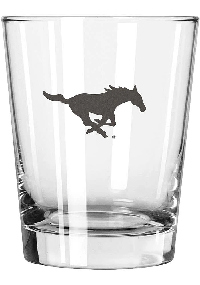 SMU Mustangs 15 oz. Etched Rock Glass - White