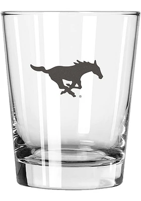 SMU Mustangs 15 oz. Etched Rock Glass - White
