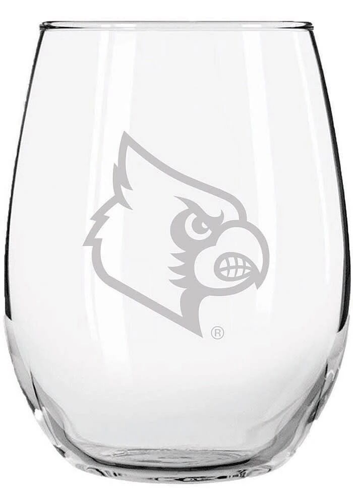 Louisville Cardinals 15 oz. Etched Stemless Wine Glass