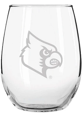 Louisville Cardinals 15 oz. Etched Stemless Wine Glass