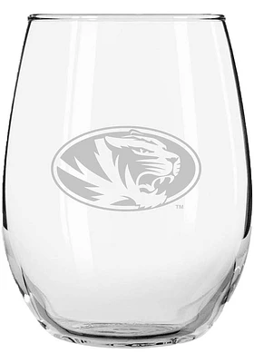 Missouri Tigers 15 oz. Etched Stemless Wine Glass - White