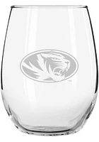 Missouri Tigers 15 oz. Etched Stemless Wine Glass - White
