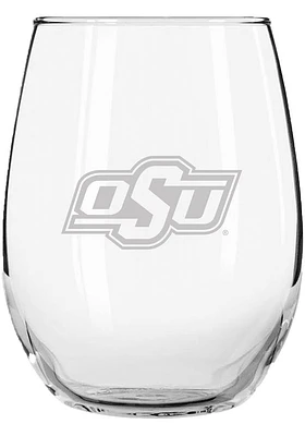 Oklahoma State Cowboys 15 oz. Etched Stemless Wine Glass - White