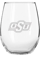 Oklahoma State Cowboys 15 oz. Etched Stemless Wine Glass - White